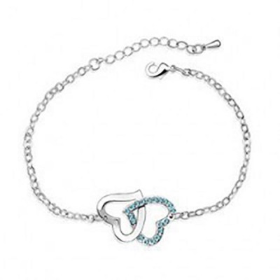 Fashion Crystal Double Heart chain bracelet